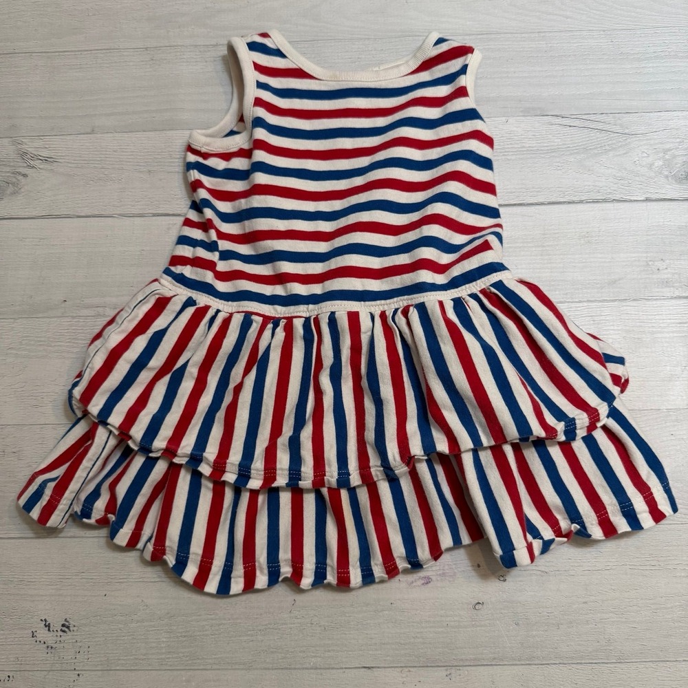 Hanna Andersson red white blue striped dress 85/2T
